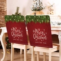 Red Christmas chair covers with green pine needle pattern and holiday greetings - Red Pine Merry Christmas (YTM2-36)