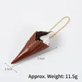 Miniature chocolate and vanilla ice cream cone keychain with golden chain and waffle texture - Dark Coffee Cone-White & Coffee Double Scoop (Bead Chain)
