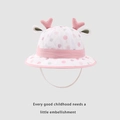 Cappello da sole bianco per neonati con pois rosa e corna 3D per bambine all'aperto - Pois Corna Rosa (TJZY166)