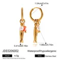 Gouden vis oorbellen van roestvrij staal met oranje kralen en parelhangers - Gouden Vis Oorbellen Met Kralen / Goud