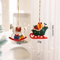 Christmas resin ornament set with white rocking horse and green gift sleigh hanging charms - Combination 10 (Rocking Horse/Sleigh)