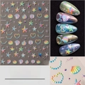 Pegatinas 5D para uñas con relieve de estrellas de mar y conchas en degradado - CA6368/Estilo Océano de Colores Degradados