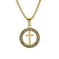 Gouden ketting met kruishanger, zirkonia omlijsting en box-ketting voor heren en dames - Alleen hanger / Goud