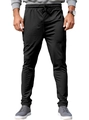 Vista frontal de pantalones deportivos negros para hombre con cordón y cremalleras - S / Negro