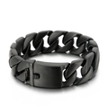 Men's chunky 304 stainless steel Cuban link bracelet in a matte black finish - Matte Black (KB137060-BD)