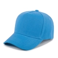 Detail view of the sky blue cotton twill texture on a structured 5-panel baseball cap - Adjustable / Lake Blue Coarse Texture Five-Panel Blank