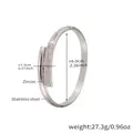 Bamboo style stainless steel zircon bracelet with silver finish and cross-over design - Steel Wide Row Zirconia Bangle (Z456) / 6.0cmx1.3cm