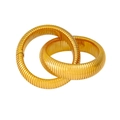 Set of two golden tubogas flexible bracelets with textured stainless steel snake pattern - 20mm Gold Double Loop