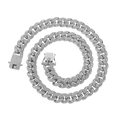 Hip hop 13mm iced out silver Cuban chain necklace with sparkling rhinestones for men and women - 40cm (16inch) / Silver