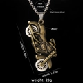 Vintage bronze motorcycle pendant necklace with stainless steel chain and product dimensions - Motorcycle (Bronze) / 70cm Steel Chain