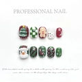 3D Christmas press-on nails featuring gingerbread man and snowman festive art - Extra Small (XS) / 1162-Hand-painted Christmas