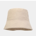 Foldable beige sun bucket hat with unique seersucker texture for women beachwear - M (56-58cm) / Beige