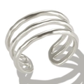Intertwined triple-band silver woven open ring with irregular textured finish for women - Style K Steel Color