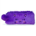 Trousse chat en peluche violette avec fourrure douce et fermeture à pompon duveteux - Violet