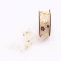 Detail of 25mm organza ribbon with gold foil daisy prints for flower gift packaging - Daisy / 10m