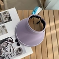 Sombrero de sol morado de ala ancha con ribete blanco, diseño abierto para playa de verano - Ajustable / Estilo de Diadema / Púrpura