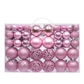 100-piece pink Christmas ball ornaments set with matte and glitter finishes in a clear box - 100pcs Pack / Pink