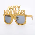 Golden Happy New Year novelty glasses for party decoration with glitter textured frame - Gold Square Frame New Year Glasses