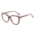Fashionable oversized cat-eye TR90 glasses frames with brown and tortoiseshell contrast - Top Khaki Bottom Leopard Frame