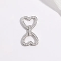 Detalle del conector de corazón en plata de ley S925 con circonitas blancas - Pequeño / Plateado