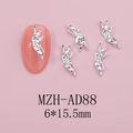Macro shot of silver butterfly nail charms 6x15.5mm on pink background - Silver Angel Wings (AD88)