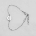 Silver hollow round alphabet bracelet with letter U pendant and adjustable chain - Silver U