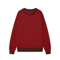 Pull en maille rayé à col rond avec motifs horizontaux rouges et noirs classiques - S / Rayures Rouges et Brunes