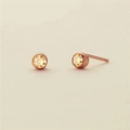 Boucles d'oreilles rondes minimalistes avec cristal champagne et plaqué or rose - Novembre Jaune Clair - Or