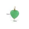 Translucent emerald green stone heart pendant with gold bail measuring 13mm by 13mm - Green Aventurine