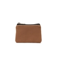 Minimalist brown canvas coin purse with durable fabric texture and secure metal zipper - Mocha Brown