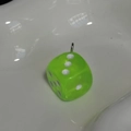 Green translucent resin dice keychain pendant with silver metal ring attachment - Green Translucent Resin Dice Pendant (PY049-QLV)