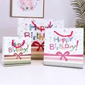 Three sizes of white birthday gift bags with colorful polka dots and red handles - Medium (20*8*20cm) / Happy Birthday Polka Dots