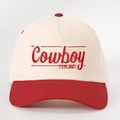 Vintage-Baseballkappe in Creme und Rot mit Cowboy-Stickerei und verstellbarem Verschluss - Verstellbar / Beige und Rot