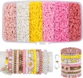 Détail du kit de bijoux DIY avec perles d'argile colorées et bracelets faits à la main - L-165 (Ensemble de Rangement à 6 Grilles)