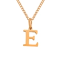 Polished stainless steel letter E pendant necklace in rose gold finish with O-chain link - Letter E / Rose Gold