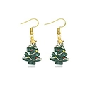 Festive green Christmas tree earrings with gold star and colorful ornaments - Green Star Christmas Tree (EHMT-016HJ)