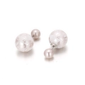 Orecchini a perno con perle rosa pallido e bianche con trama floreale in acciaio inox - Stile Perla con Motivo a Doppia Sfera (KE77446-KC) / Rosa Chiaro/Bianco
