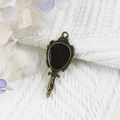 Vintage bronze mirror charm pendant with black inlay for DIY jewelry making - 3-Bronze Black Mirror