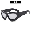 Y2K avant-garde black chunky frame sunglasses with silver lenses style C5 - Black Frame Silver Mirrored Lens