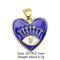 Blue heart-shaped evil eye pendant in gold finish with colorful zircon stones - 23*19 Evil Eye Heart