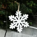 White snowflake wooden Christmas tree hanging ornament with brown hemp rope and bells - Snowflake Style 3