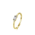 S925 sterling silver 18K gold plated ring with emerald cut clear gemstone inlay - US Size 6 / RHR627 Gold Clear Stone Ring