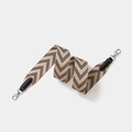 Adjustable chevron patterned wide replacement bag strap with black leather ends - 5cm x 70cm / Black Strap Gold Buckle