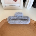 Faux fur hair claw clip in soft light grey for women minimalist autumn winter style - Gray