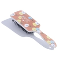 Orange plastic air cushion hairbrush with floral pattern and True Love design - Yellow Daisy