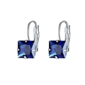 Deep blue princess cut square stone earrings with silver hooks for a stylish look - Blue (Square)