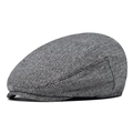 Coppola classica da uomo in misto lana con motivo a spina di pesce grigio e nero - Regolabile / Berretto Newsboy a Righe-Grigio Chiaro