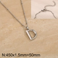 Silver stainless steel D-letter pendant necklace with beaded chain and lobster clasp - Silver Letter D (KN287051-Z)