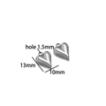 Polished silver stainless steel heart pendant charm for DIY jewelry with size dimensions - Silver Heart 10