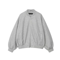 Women's minimalist loose gray bomber jacket in soft felted wool with zipper closure - XS / Gray